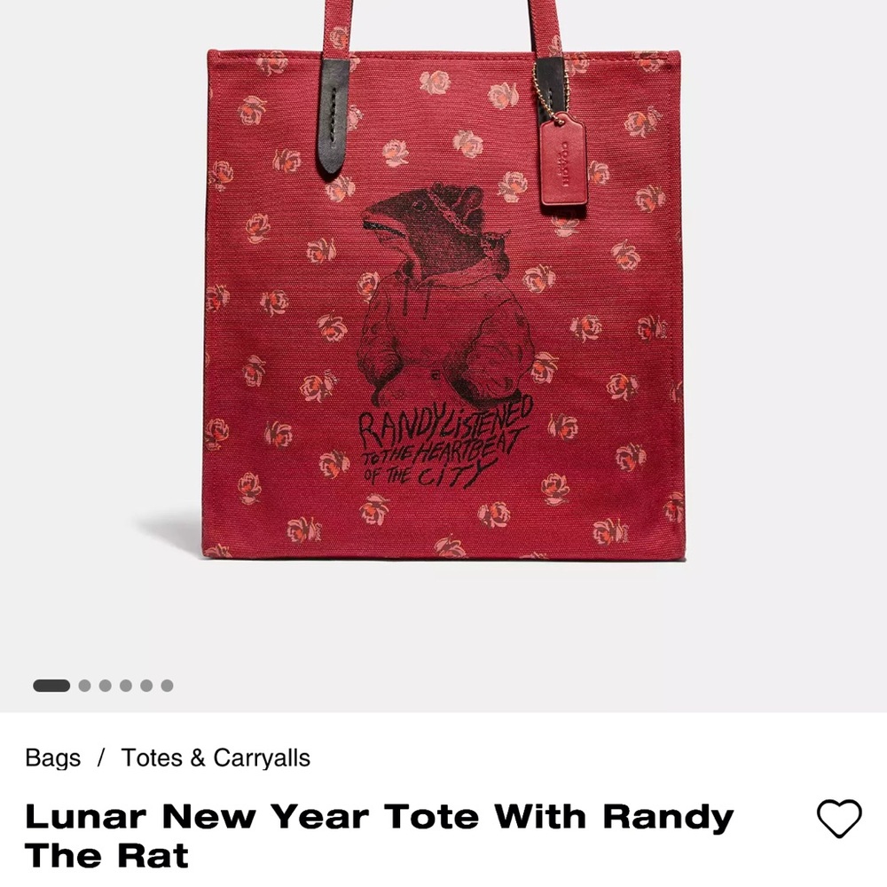 Coach Lunar Randy the Rat Red Tote Bag